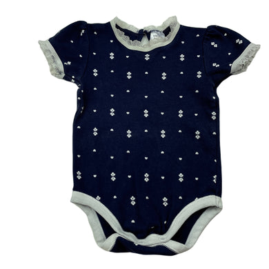 Girls Target, navy cotton romper, wash fade, FUC, size 0,  