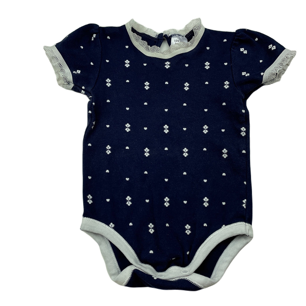 Girls Target, navy cotton romper, wash fade, FUC, size 0,  