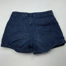 Load image into Gallery viewer, Girls Miss Understood, dark stretch denim shorts, adjustable, GUC, size 14,  