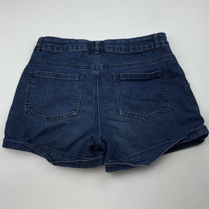 Girls Miss Understood, dark stretch denim shorts, adjustable, GUC, size 14,  