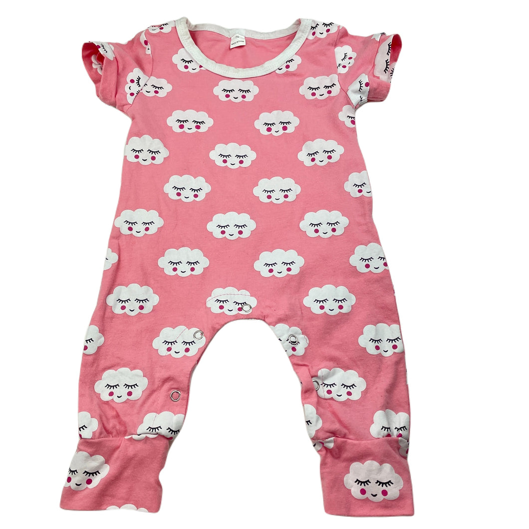 Girls Pink Heart, romper, clouds, GUC, size 00,  