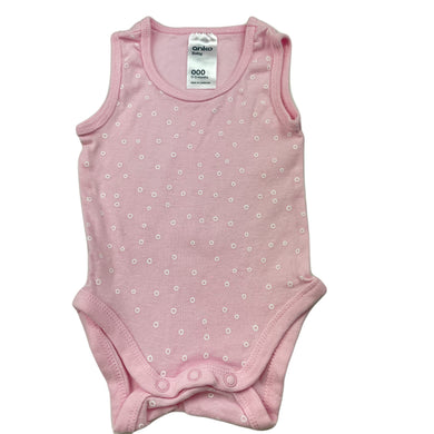 Girls Anko, pink cotton singletsuit / romper, EUC, size 000,  