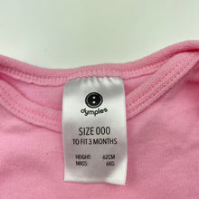 Load image into Gallery viewer, Girls Dymples, pink cotton bodysuit / romper, FUC, size 000,  
