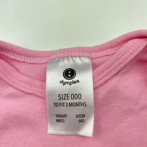 Girls Dymples, pink cotton bodysuit / romper, FUC, size 000,  