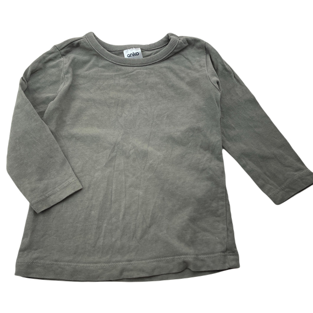 Boys Anko, grey soft cotton long sleeve top, FUC, size 0,  