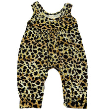 Load image into Gallery viewer, Girls velour, leopard print overalls / romper, EUC, size 00,  