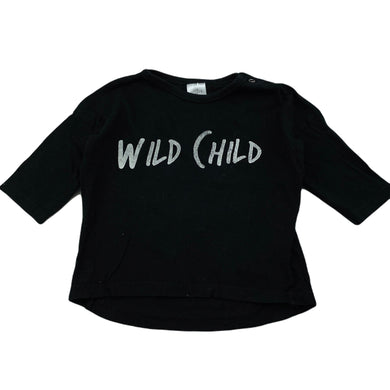Girls Baby Berry, black cotton long sleeve top, FUC, size 0,  