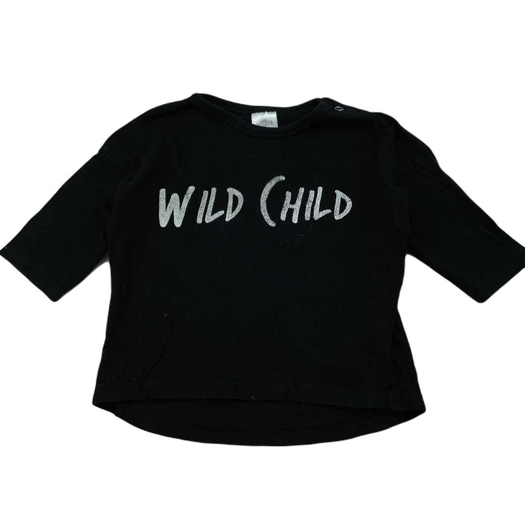 Girls Baby Berry, black cotton long sleeve top, FUC, size 0,  