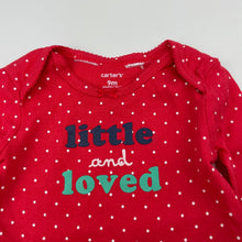 Load image into Gallery viewer, Girls Carters, red &amp; spot cotton bodysuit / romper, GUC, size 0,  