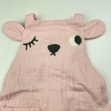 Load image into Gallery viewer, Girls Seed, pink cotton overalls / romper, light mark on pocket, FUC, size 000,  