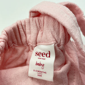 Girls Seed, pink cotton overalls / romper, light mark on pocket, FUC, size 000,  