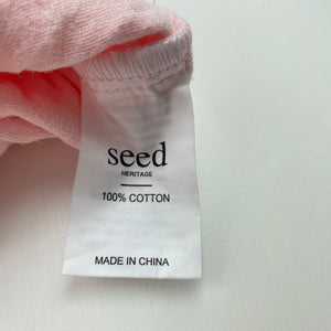 Girls Seed, pink cotton overalls / romper, light mark on pocket, FUC, size 000,  