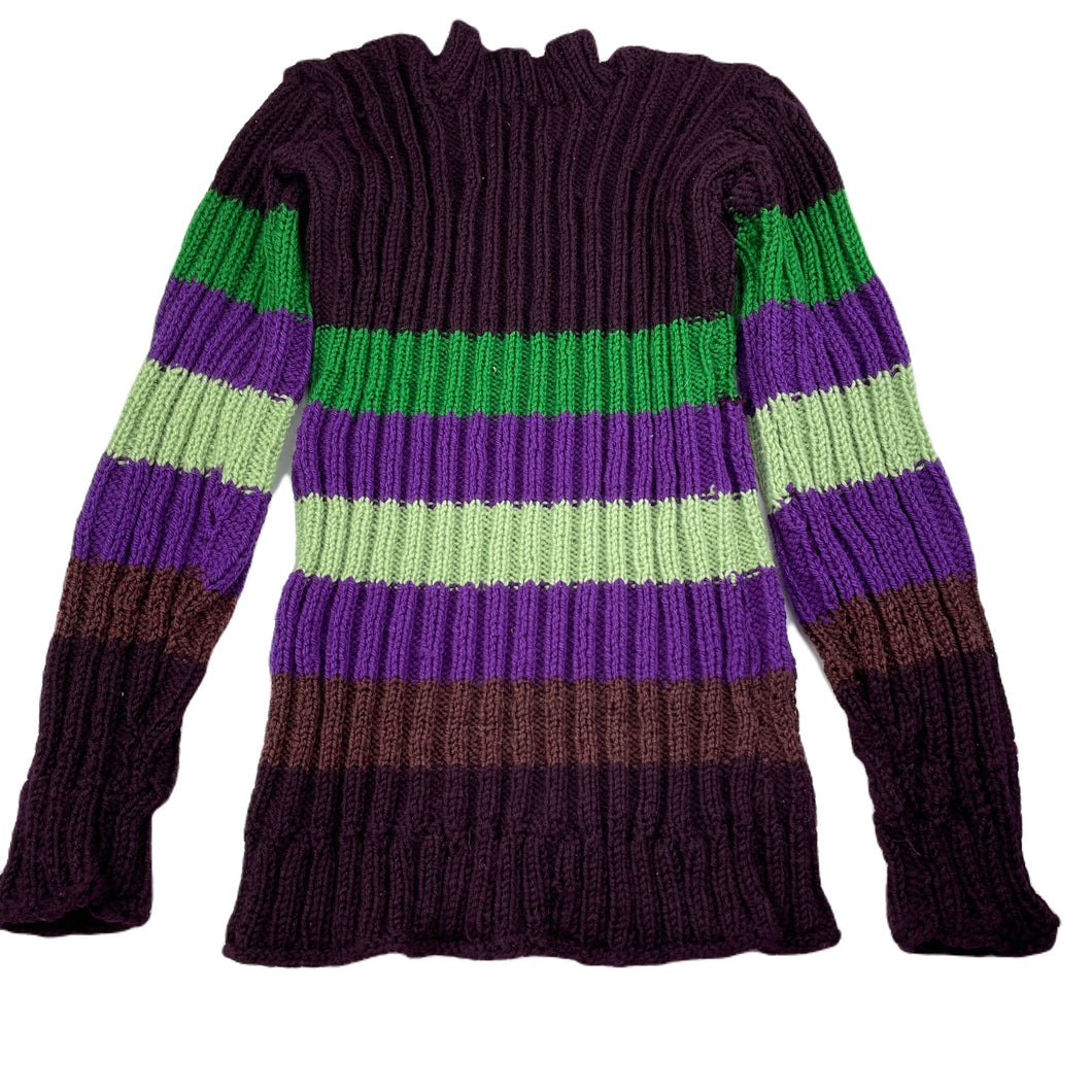 unisex hand made, knitted sweater / jumper, L: 55cm, shoulder to cuff: 53cm, armpit to armpit: 34cm unstretched, GUC, size 10-12,  