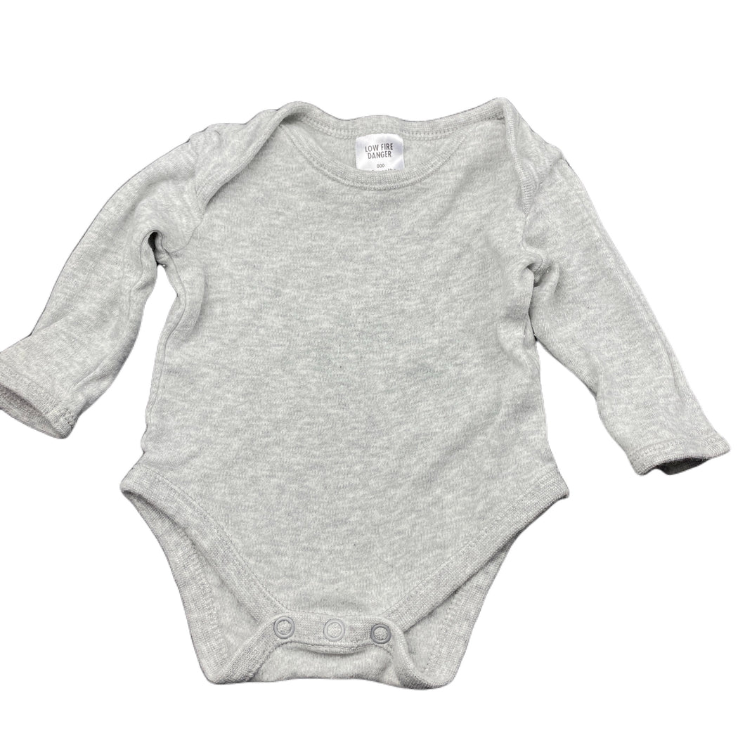 unisex Target, grey soft cotton bodysuit / romper, GUC, size 000,  