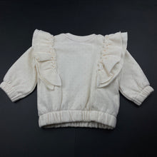 Load image into Gallery viewer, Girls cream, fleece lined ruffle sweater / jumper, EUC, size 0,  