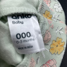 Load image into Gallery viewer, Girls Anko, green floral cotton hat / beanie, EUC, size 000,  