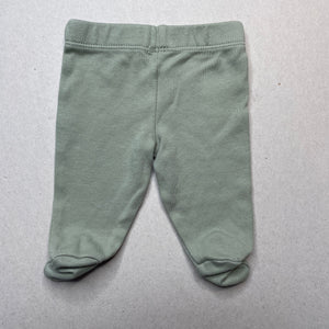 unisex Anko, green cotton footed leggings / bottoms, EUC, size 00000,  