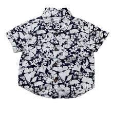 Load image into Gallery viewer, Boys Old Navy, navy &amp; white floral cotton short sleeve shirt, EUC, size 00,  