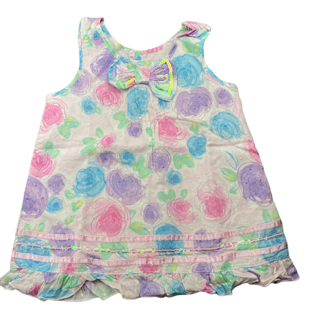Girls Stix n Stones, lined lightweight floral cotton top, L: 37cm, GUC, size 1,  