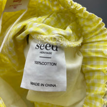 Load image into Gallery viewer, Girls Seed, yellow check lightweight cotton shorts, elasticated, NEW, size 00,  
