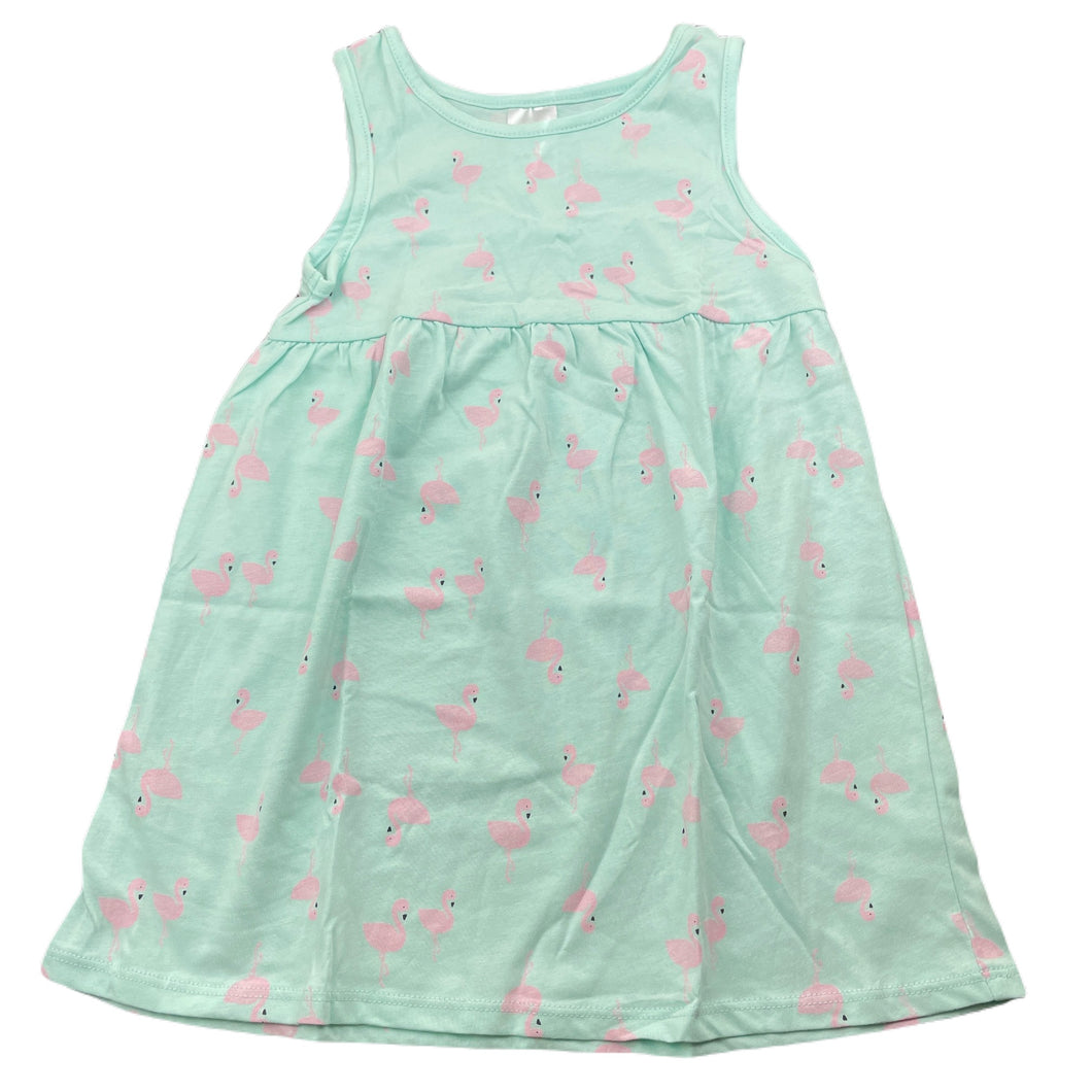 Girls Target, cotton casual dress, flamingos, EUC, size 1, L: 46cm