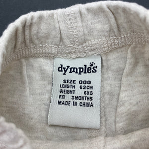 unisex Dymples, cotton pants / bottoms, elasticated, EUC, size 000,  