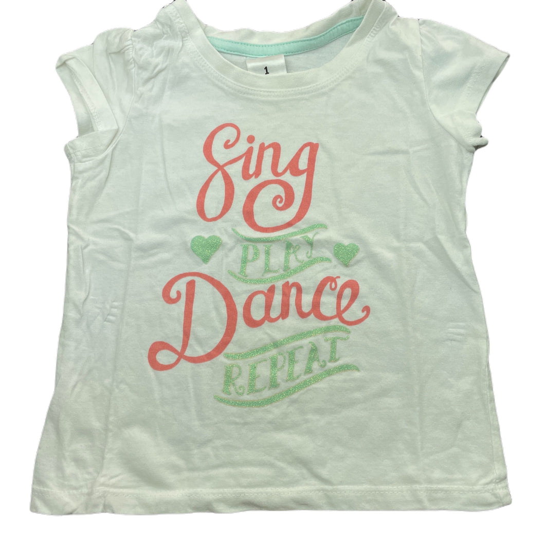 Girls Target, white cotton t-shirt / top, EUC, size 1,  