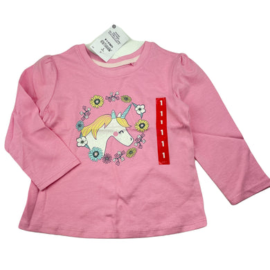 Girls Target, pink cotton long sleeve t-shirt / top, unicorn, NEW, size 1,  