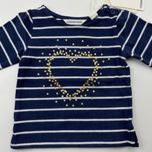 Load image into Gallery viewer, Girls Country Road, navy soft cotton long sleeve top, NEW, size 000,  