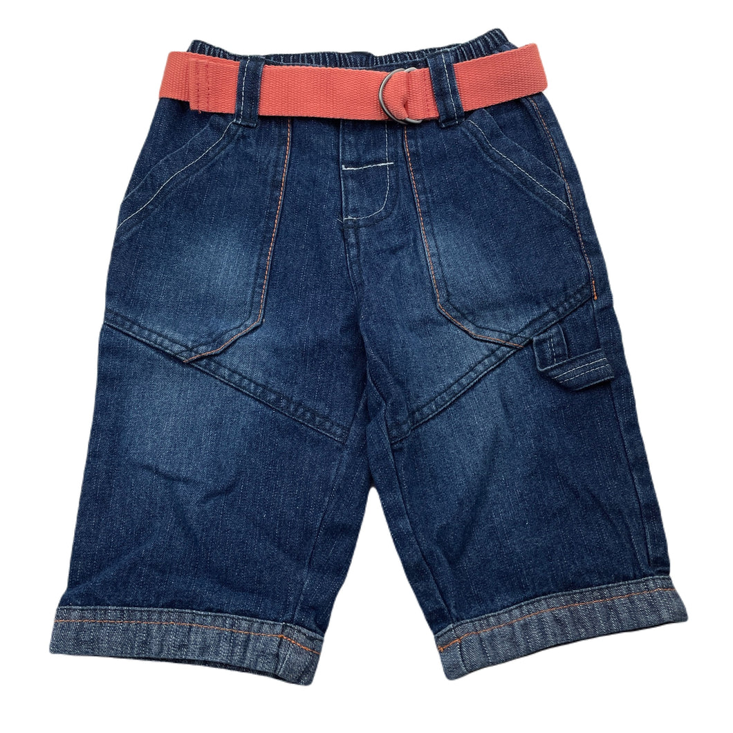 Boys Sprout, blue denim long shorts, elasticated, Inside leg: 20cm, EUC, size 2,  