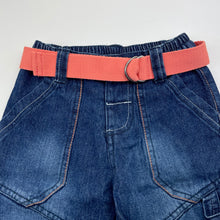 Load image into Gallery viewer, Boys Sprout, blue denim long shorts, elasticated, Inside leg: 20cm, EUC, size 2,  