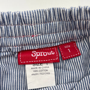 Girls Sprout, lightweight cotton skirt, elasticated, L: 24cm, EUC, size 1,  
