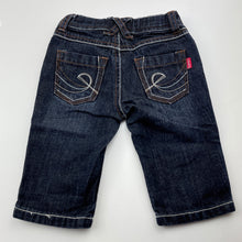 Load image into Gallery viewer, Girls Esprit, dark denim jeans, adjustable, Inside leg: 17.5cm, GUC, size 6 months,  