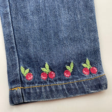 Load image into Gallery viewer, Girls Gymboree, embroidered denim pants, elasticated, Inside leg: 21.5cm, GUC, size 0,  