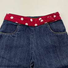 Load image into Gallery viewer, Girls Gymboree, embroidered denim pants, elasticated, Inside leg: 21.5cm, GUC, size 0,  