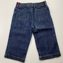 Load image into Gallery viewer, Girls Gymboree, embroidered denim pants, elasticated, Inside leg: 21.5cm, GUC, size 0,  