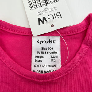 Girls Dymples, pink stretchy t-shirt / top, NEW, size 000,  