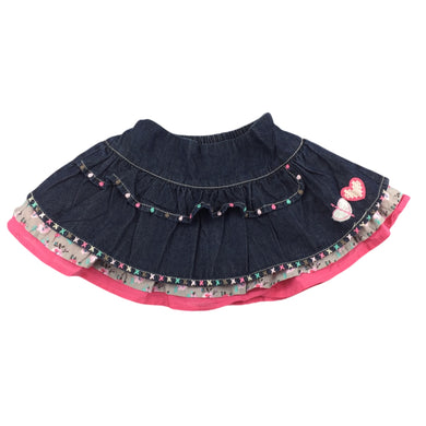 Target cute tiered denim cotton skirt, elasticated, size 00, Pre-loved