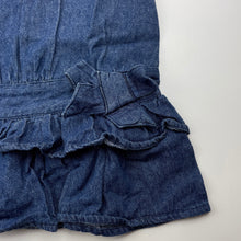 Load image into Gallery viewer, Girls Tiny Little Wonders, dark chambray cotton casual dress, EUC, size 0, L: 37cm