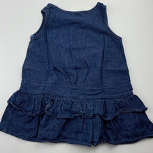 Load image into Gallery viewer, Girls Tiny Little Wonders, dark chambray cotton casual dress, EUC, size 0, L: 37cm