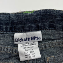 Load image into Gallery viewer, Boys Krickets Elite, dark denim jeans, adjustable, Inside leg: 30cm, FUC, size 2,  
