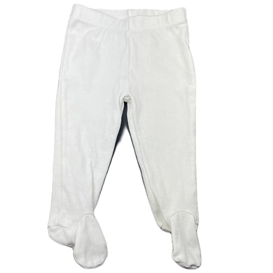 unisex Baby Berry, white ribbed footed leggings / bottoms, GUC, size 00,  