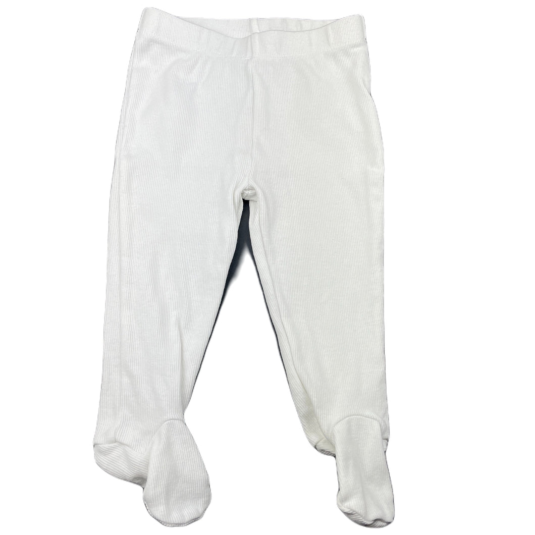 unisex Baby Berry, white ribbed footed leggings / bottoms, GUC, size 00,  