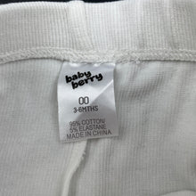 Load image into Gallery viewer, unisex Baby Berry, white ribbed footed leggings / bottoms, GUC, size 00,  