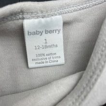 Load image into Gallery viewer, Boys Baby Berry, grey cotton bodysuit / romper, FUC, size 1,  