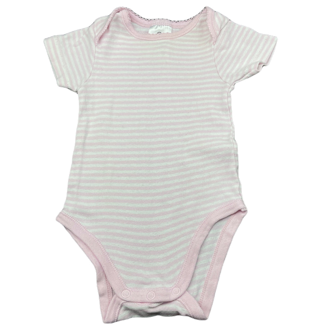 Girls Dymples, pink stripe cotton bodysuit / romper, FUC, size 00,  