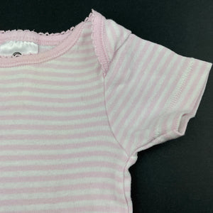 Girls Dymples, pink stripe cotton bodysuit / romper, FUC, size 00,  