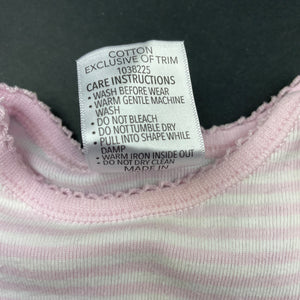 Girls Dymples, pink stripe cotton bodysuit / romper, FUC, size 00,  