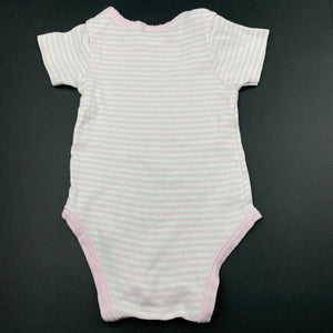 Girls Dymples, pink stripe cotton bodysuit / romper, FUC, size 00,  