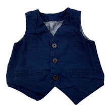 Load image into Gallery viewer, Boys Target, navy cotton waistcoat / vest, GUC, size 1,  